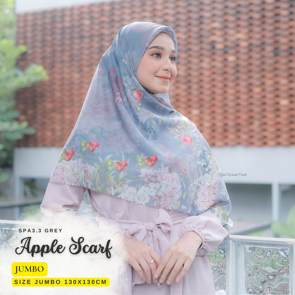 [ BUY 3 GET 1 FREE HIJAB ] Apple Scarf JUMBO - SPA3.3 Grey