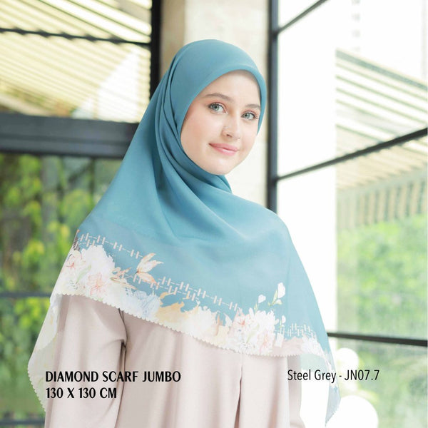 [ BUY 3 GET 1 FREE HIJAB ] Diamond Scarf JUMBO - JN07.7 Steel Grey