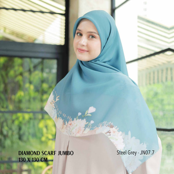 [ BUY 3 GET 1 FREE HIJAB ] Diamond Scarf JUMBO - JN07.7 Steel Grey