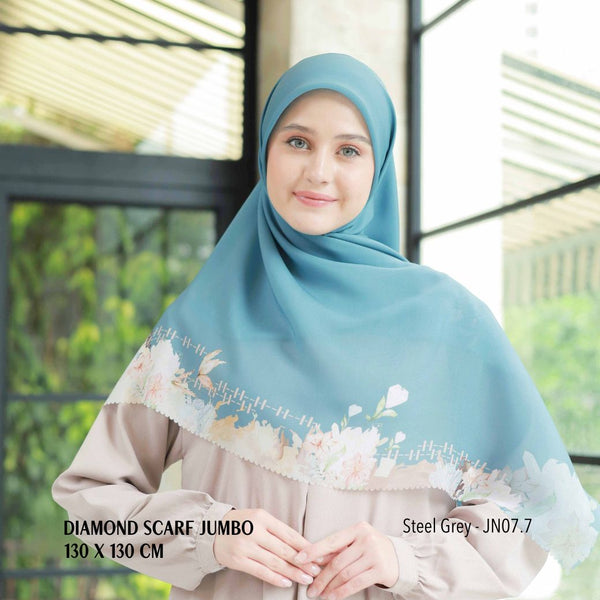 [ BUY 3 GET 1 FREE HIJAB ] Diamond Scarf JUMBO - JN07.7 Steel Grey