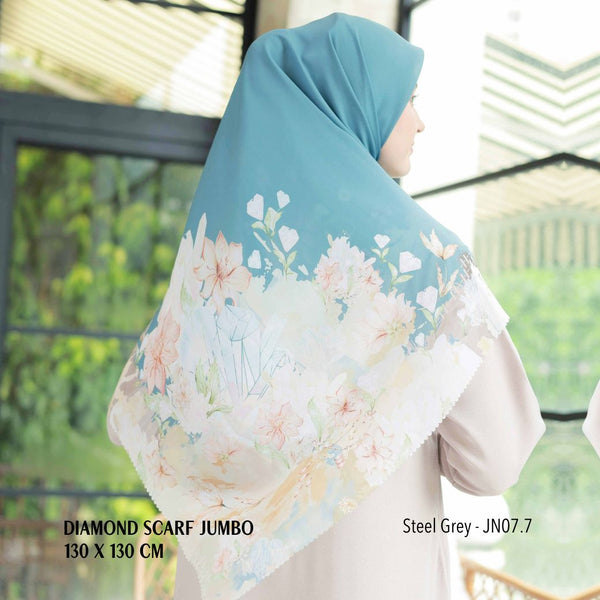 [ BUY 3 GET 1 FREE HIJAB ] Diamond Scarf JUMBO - JN07.7 Steel Grey