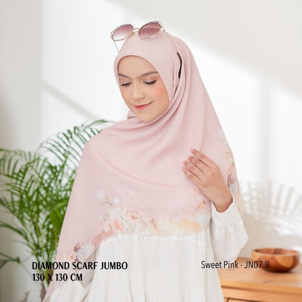 [ BUY 3 GET 1 FREE HIJAB ] Diamond Scarf JUMBO - JN07.8 Sweet Pink