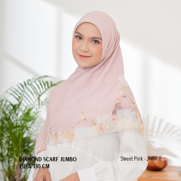 [ BUY 3 GET 1 FREE HIJAB ] Diamond Scarf JUMBO - JN07.8 Sweet Pink