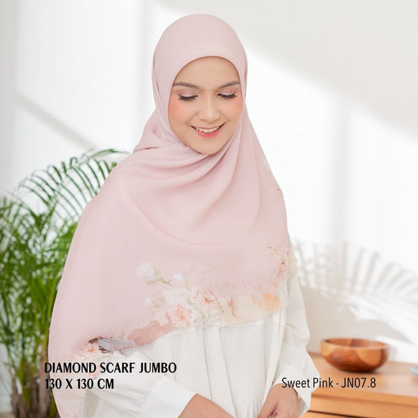 [ BUY 3 GET 1 FREE HIJAB ] Diamond Scarf JUMBO - JN07.8 Sweet Pink