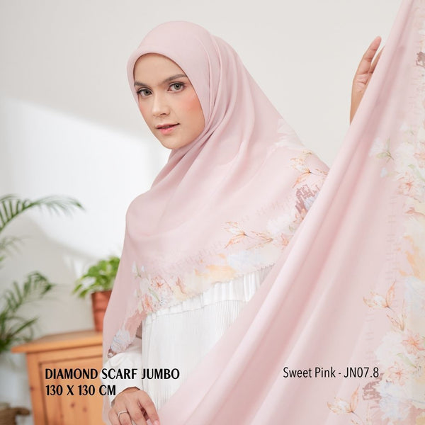 [ BUY 3 GET 1 FREE HIJAB ] Diamond Scarf JUMBO - JN07.8 Sweet Pink