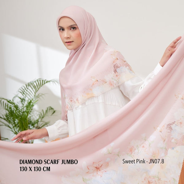 [ BUY 3 GET 1 FREE HIJAB ] Diamond Scarf JUMBO - JN07.8 Sweet Pink