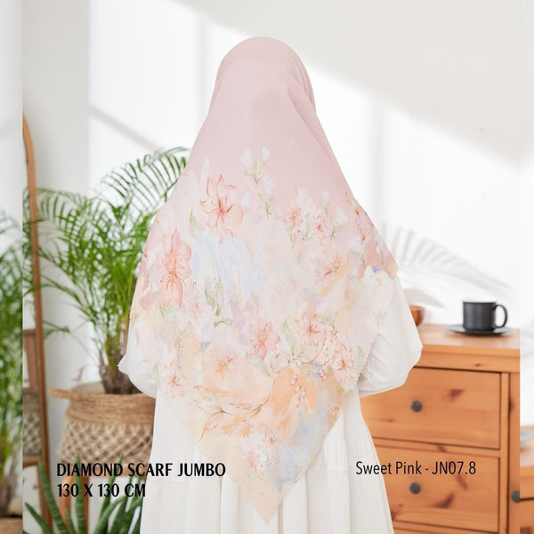 [ BUY 3 GET 1 FREE HIJAB ] Diamond Scarf JUMBO - JN07.8 Sweet Pink