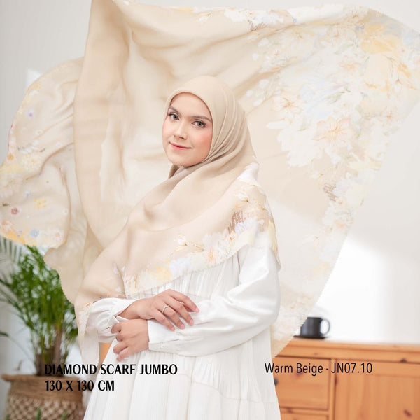 [ BUY 3 GET 1 FREE HIJAB ] Diamond Scarf JUMBO - JN07.10 Warm Beige