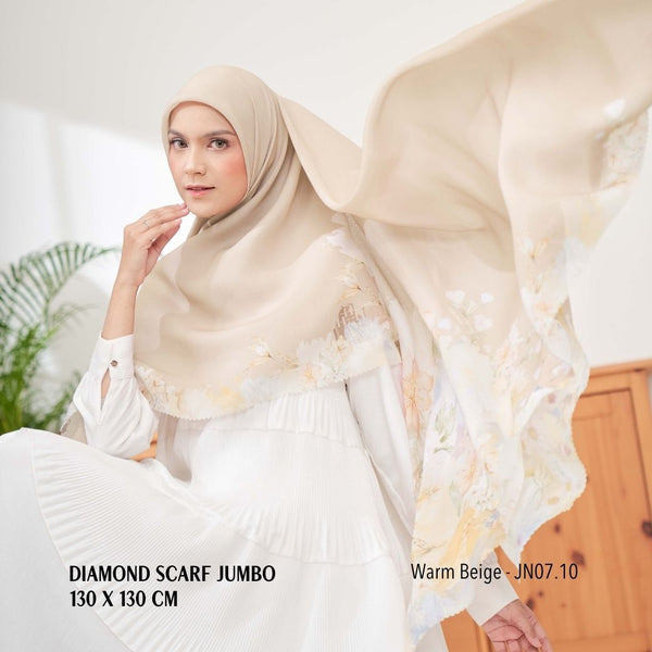 [ BUY 3 GET 1 FREE HIJAB ] Diamond Scarf JUMBO - JN07.10 Warm Beige