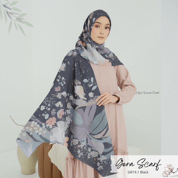 [ BUY 3 GET 1 FREE HIJAB ] Gera Scarf - GR19.1 Black