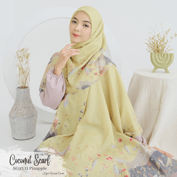 [ BUY 3 GET 1 FREE HIJAB ] Coconut Scarf - SG93.11 Pineapple