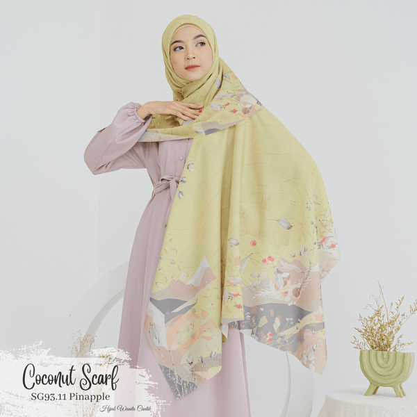 [ BUY 3 GET 1 FREE HIJAB ] Coconut Scarf - SG93.11 Pineapple