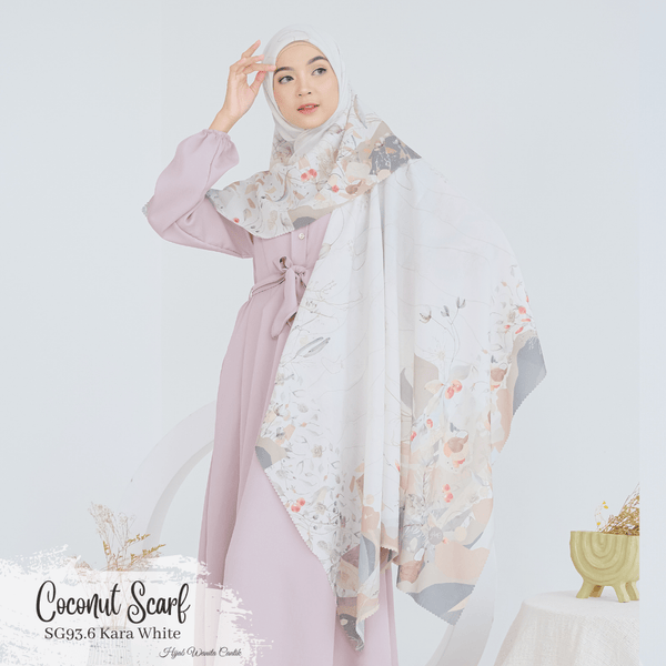 [ BUY 3 GET 1 FREE HIJAB ] Coconut Scarf - SG93.6 Kara White