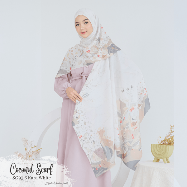 [ BUY 3 GET 1 FREE HIJAB ] Coconut Scarf - SG93.6 Kara White